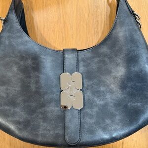 Ganni Dark Gray Small Kat Shoulder Bag with Silver Accent